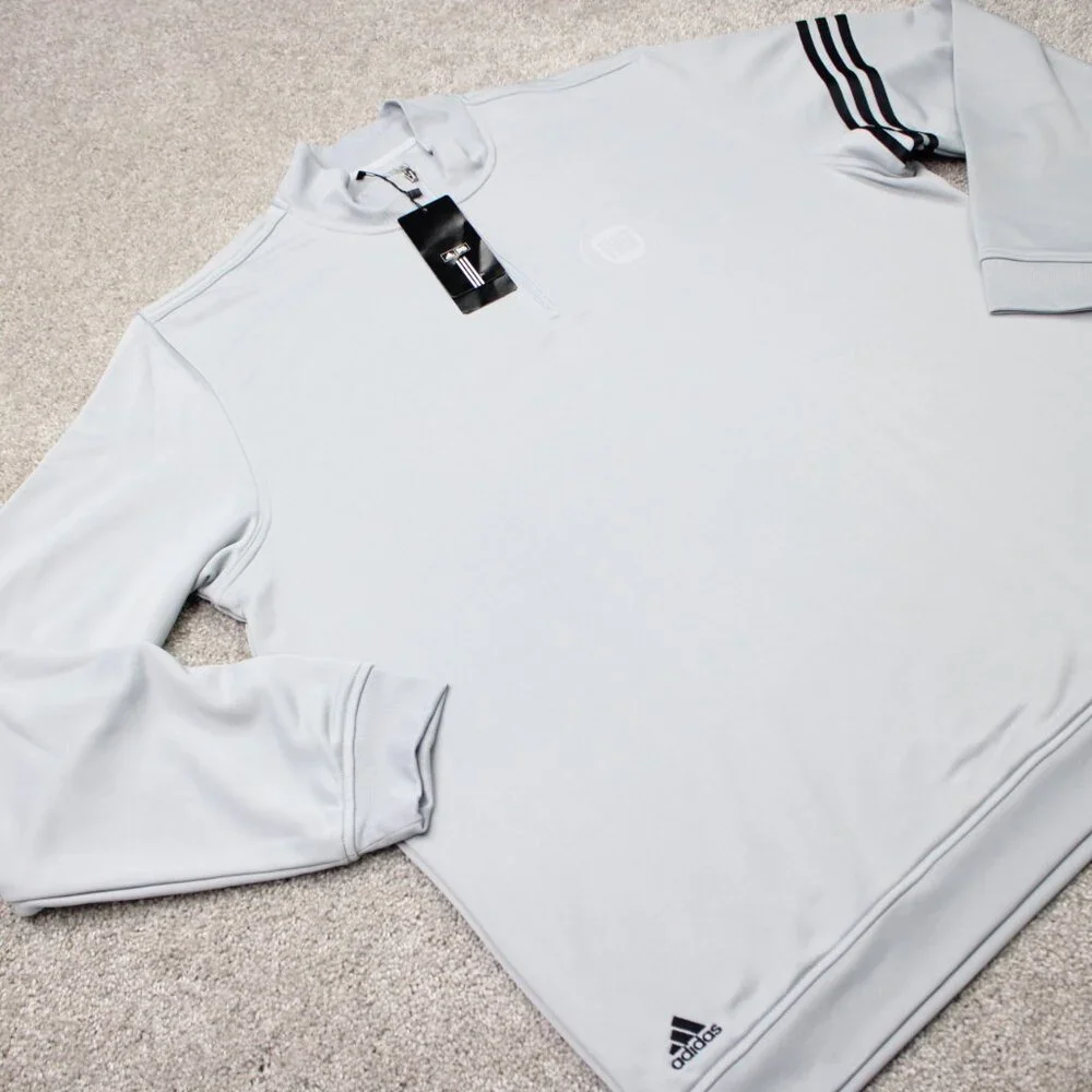 Adidas Sweatshirt NWT Mens 2XL XXL Gray ClimaLite‎ 1/4 Zip Pullover FIAT Logo